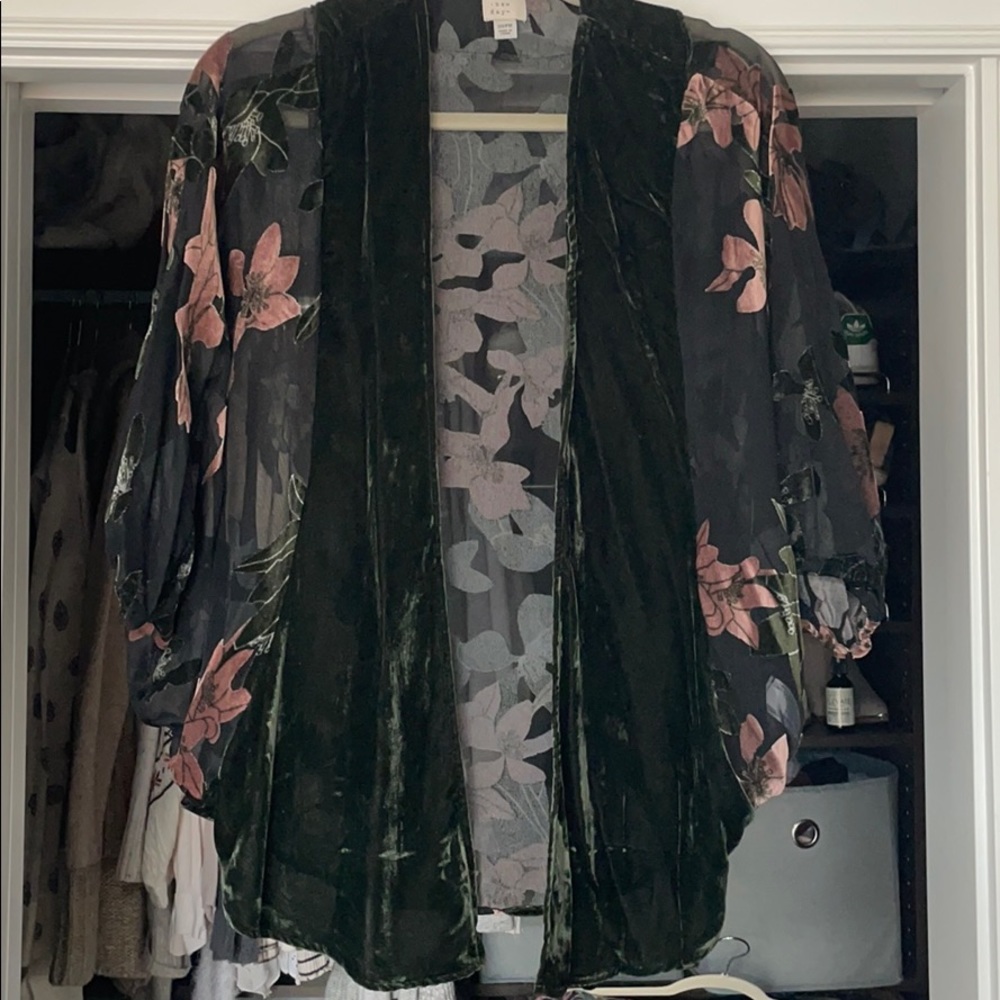 Sheer Velvet Cardigan Poncho